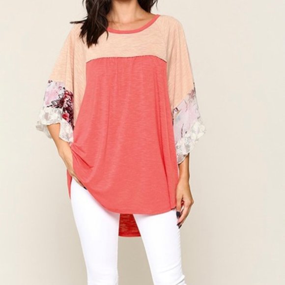 Round Neck Shirt With Fluttered Sleeves - Picture 1 of 5